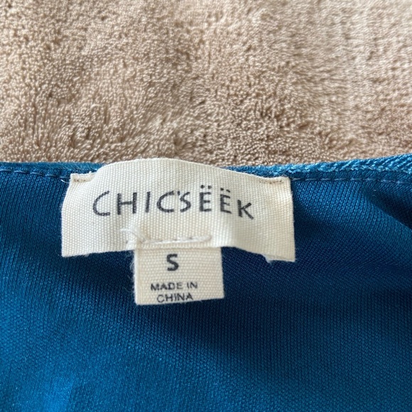 Velvet mini sea style dress long sleeve in turquoise colour gold buttons - Picture 9 of 15